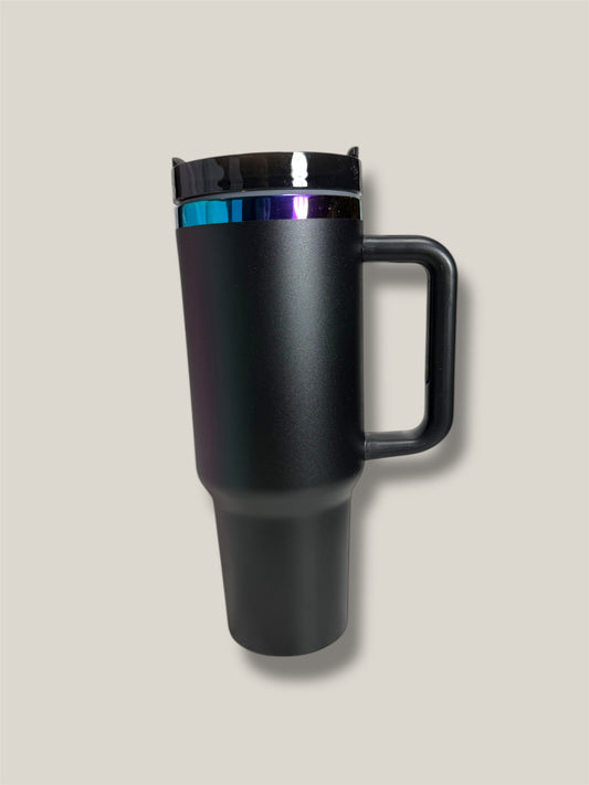 Black Tumbler w/Rainbow underlay