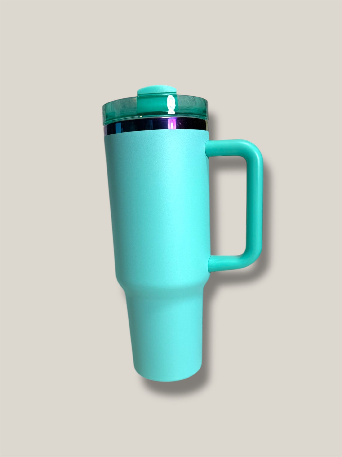 Teal Tumbler w/Rainbow underlay