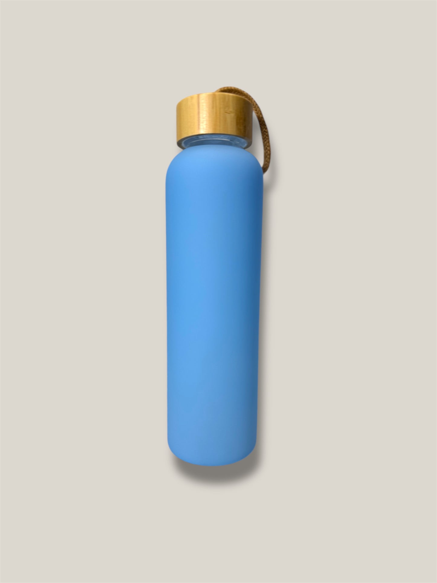 Blue Glass Bottle w/Bamboo Lid