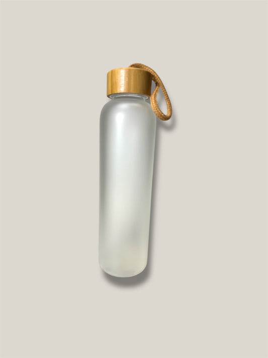 Frosted Glass Bottle w/Bamboo Lid